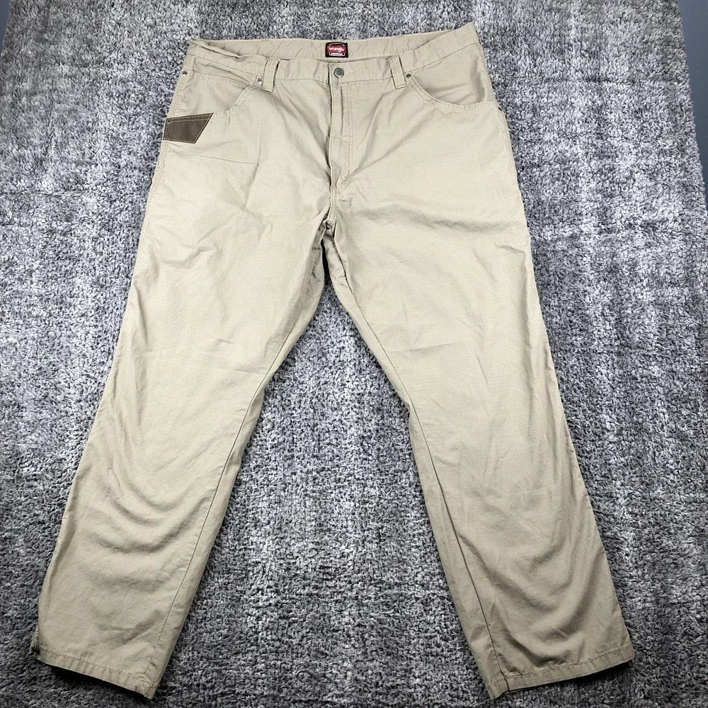 Wrangler RIGGS Workwear Pants Mens 42x30 Beige Cotton Ripstop‎ Khakis Utility